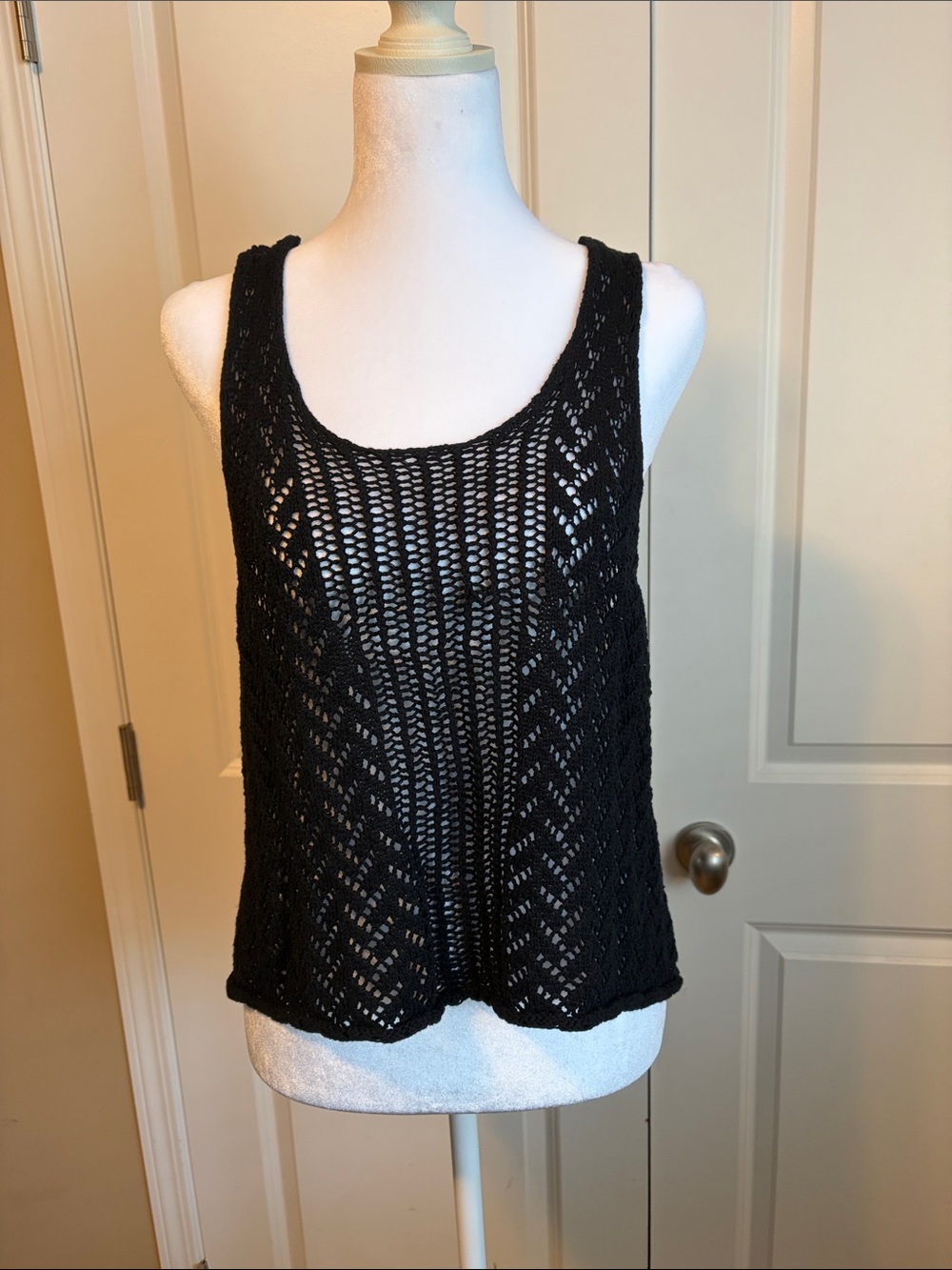 Buffalo David Bitton Black Crochet Knit Tank